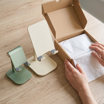 AI concept two-piece stand set with unbranded kraft packaging