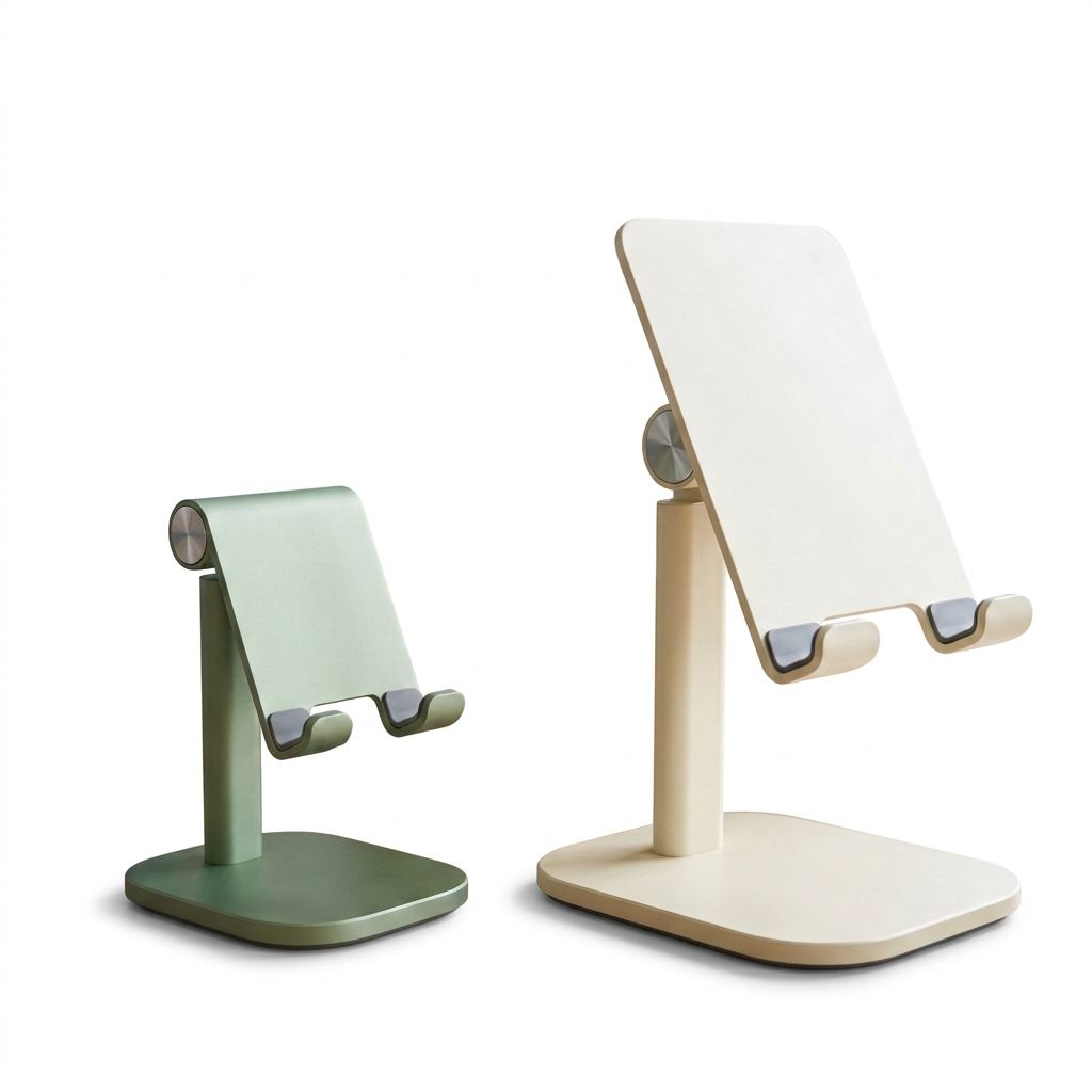 AI concept empty device stand pair on white background