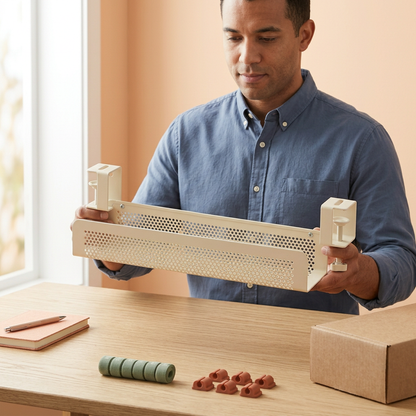 AI concept adult male model holding ivory cable basket