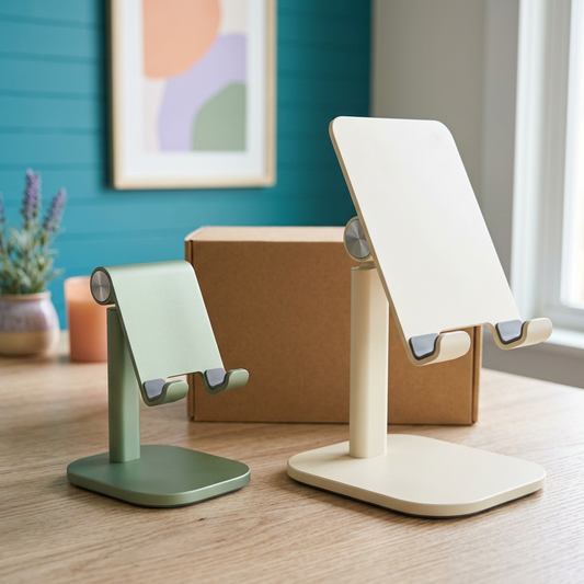 AI concept sage phone stand and ivory tablet stand with plain packaging