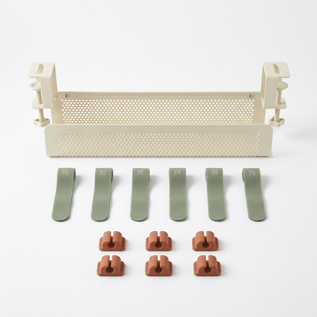 AI concept cable organizer kit on white background